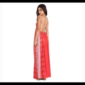 Indah Flamingo Smock Bandeau Maxi Dress